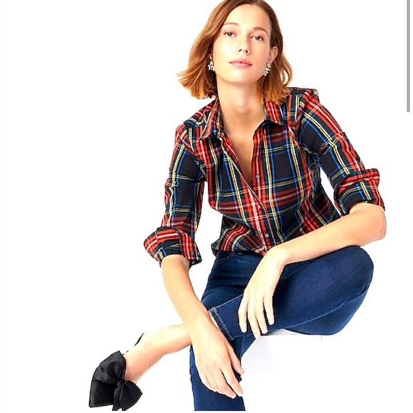 J. Crew Tops - JCREW Tartan Red Plaid Button Up